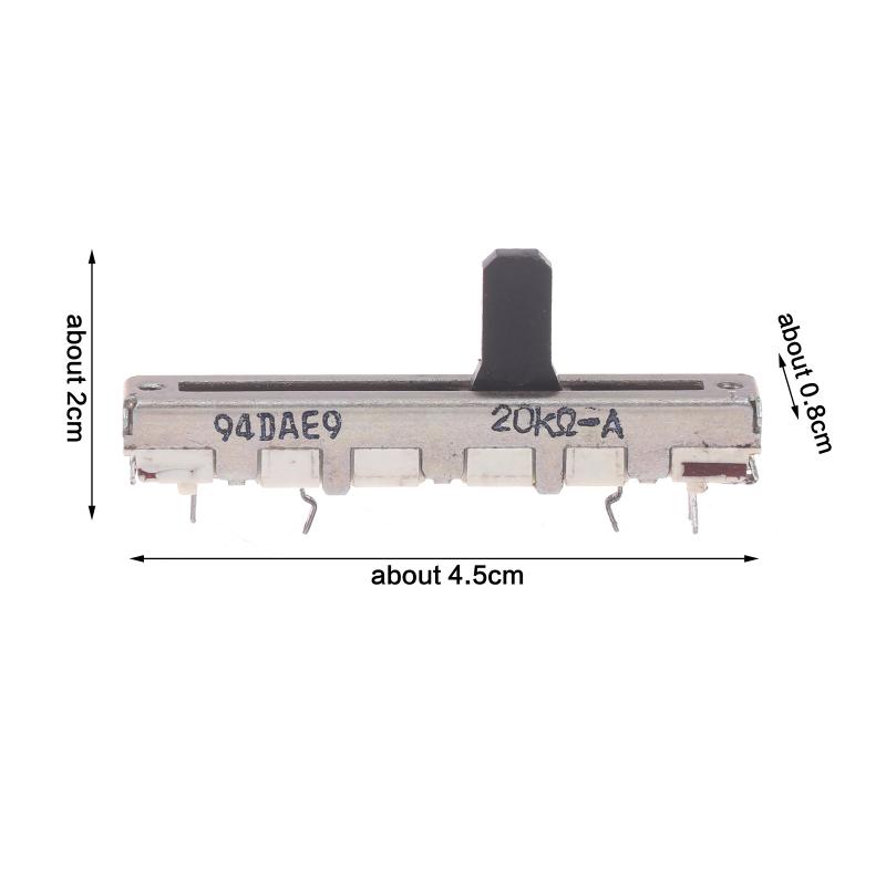 45Mm Straight Side Potentiometer A20K With A Shaft Length Of 15Mm And 3 Pins Single-Gang Straight Slide Potentiometer