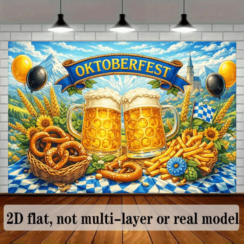 2D-flächiger Hintergrundstoff zum Thema Münchner Oktoberfest, das Bild zeigt ein blaues Banner mit der Aufschrift „OKTOBERFEST“