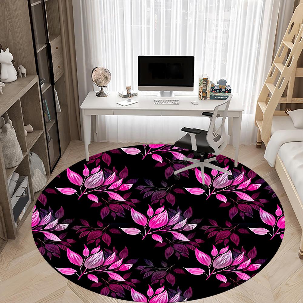 1pc Floral Pattern Office Round Rug, Non-slip, Soft and Durable Office Rug for Interior Decoration, Perfect for Office,Decoration yy260204066
