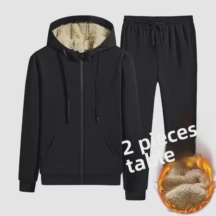 Polaris star Men's Warm Lamb Fleece Hoodie - Thickened Casual Cotton Sweatshirt for Autumn and Winter M