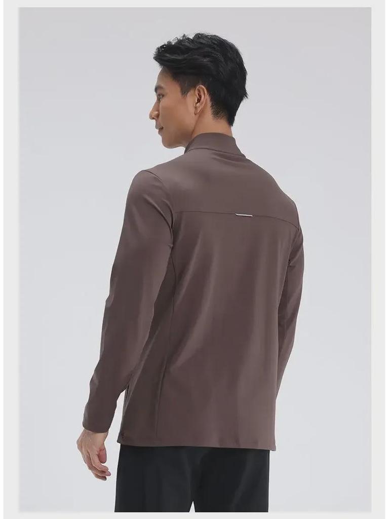 Herren Slim Fit Stehkragen Yoga- & Laufjacke