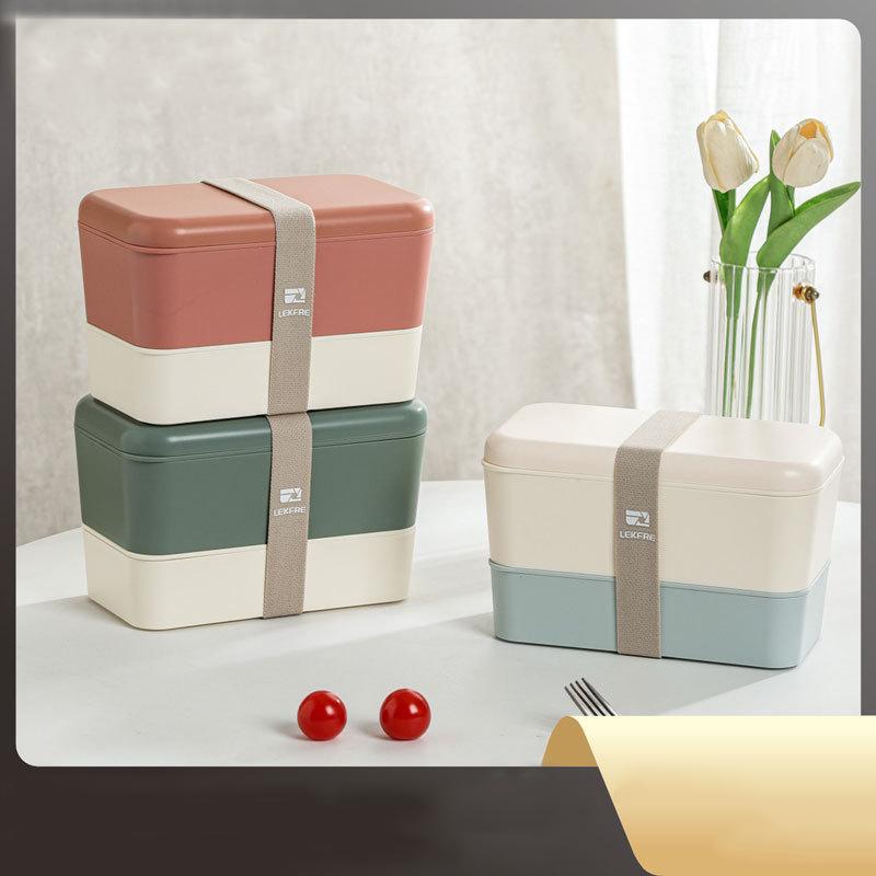 Portable Double Layer Lunch Box Children's snack box Lunch Box for School Microwaveable Food container