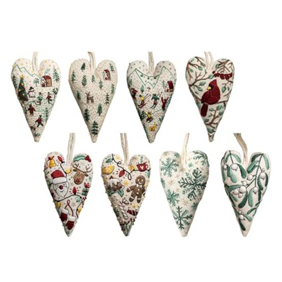 Vánoční ozdoba vyšívací sada ručně vyrobený přívěsek ve tvaru srdce DIY závěsná dekorace na stromek slavnostní party atmosféra potřeby