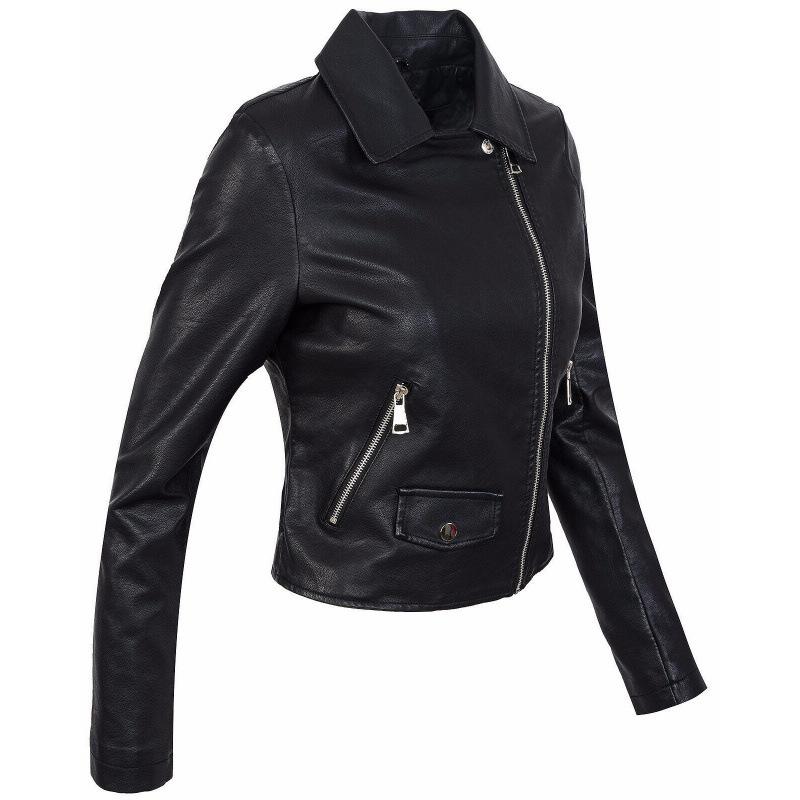 Jaquetas Motociclista Femininas Couro Sintético Preto Jaqueta Aviador Nova Curta Inverno Outono Punk Vintage Feminina Jaqueta de Couro