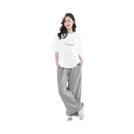 Roomwear Pajamas Loungewear Women s Setup Short Sleeve Cute Spring Summer Cool Stretch Cotton