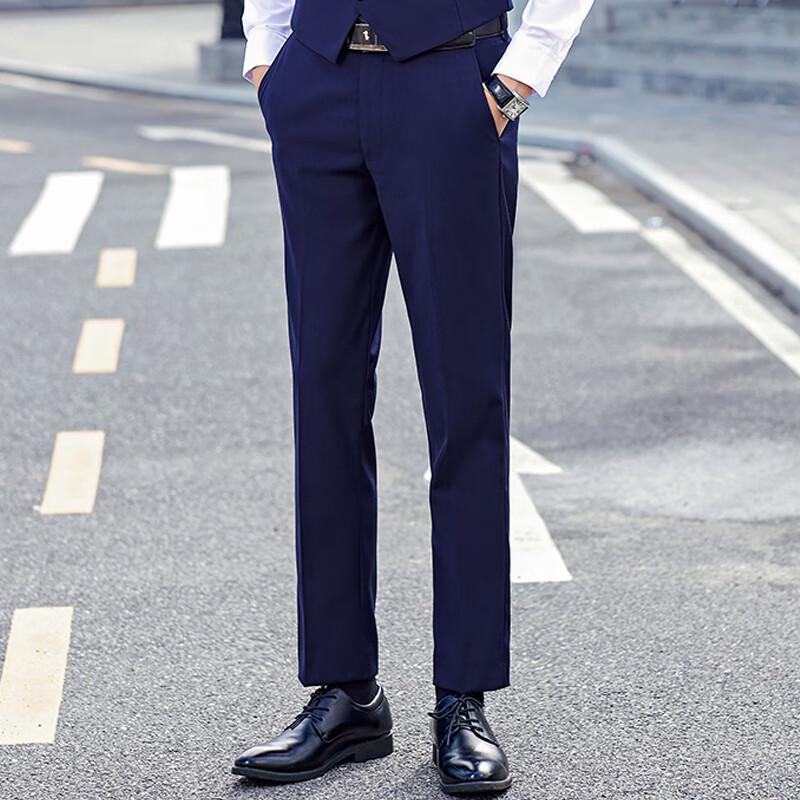 Terman Men's Business Casual Straight-Leg Suit Pants