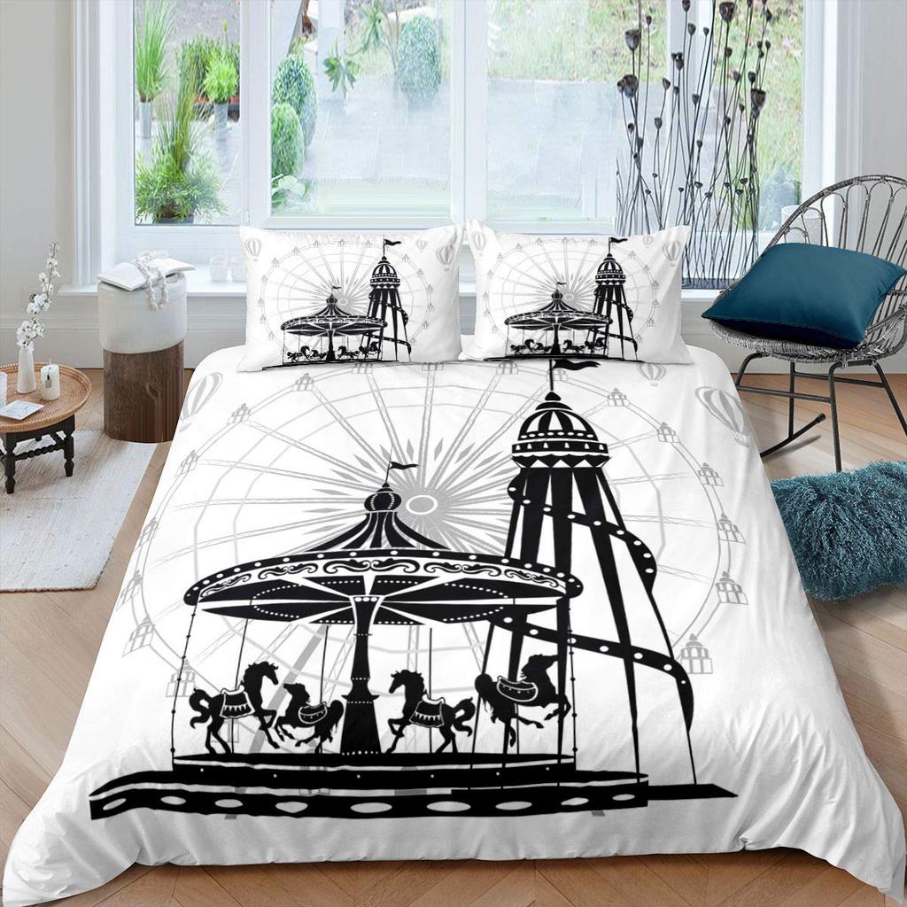 Ferris Wheel Duvet Cover Set For Kids Teens Boys Girls Lightweight Bedspread Cover Bedroom Decor Holiday Enjoy Theme Bedding Set