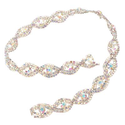 1yard Sparkling Rhinestone Ribbon Claw Chain DIY Décor 1.5cm Width (AB Rhinestone)