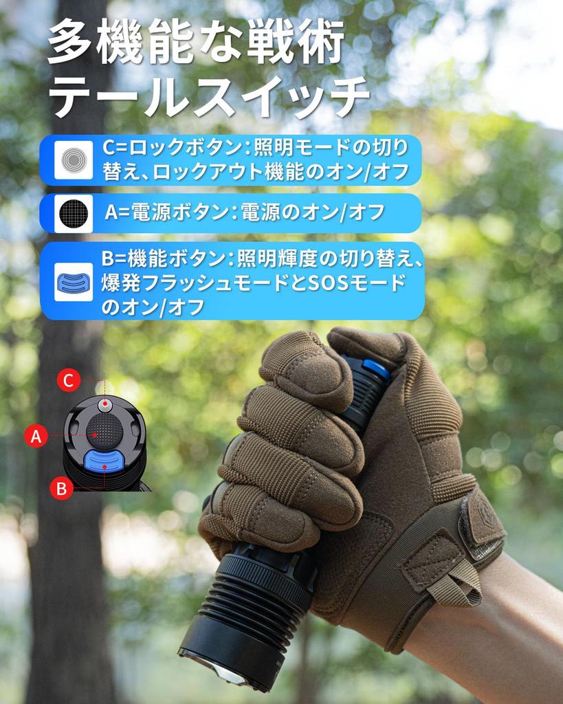 TOWILD BK20 Tactical 5100 LED Tactical Flashlight Light, Ultra-Bright Lumens, 5000mAh, Flashlight, Light, Light,