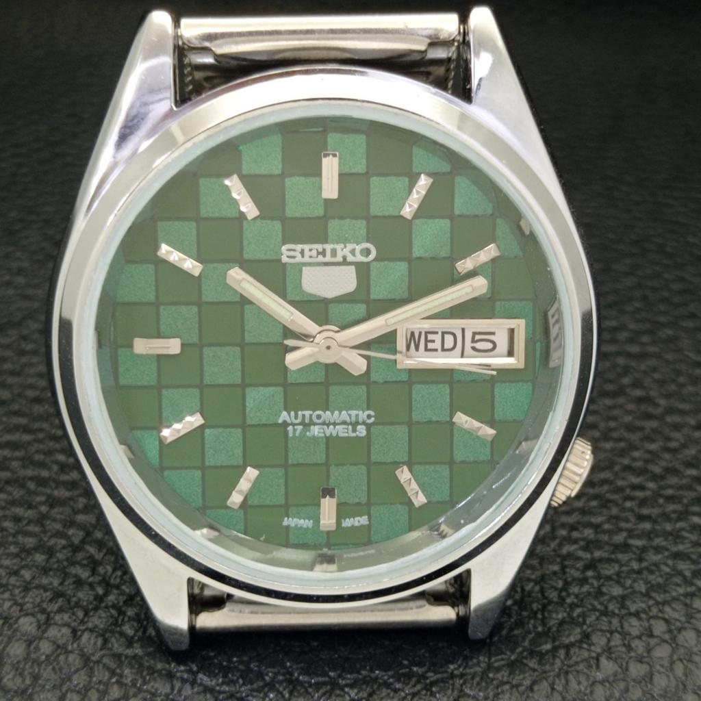 REFURBISHED AUTOMATIC SEIKO 5 MENS WATCH JAPAN MADE GREEN DIAL CUSTOM A440107-2 QV90-a440107