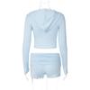 Women's European & American Style Autumn Zip-Up Hoodie & Pleated Shorts Sporty Two-Piece Set