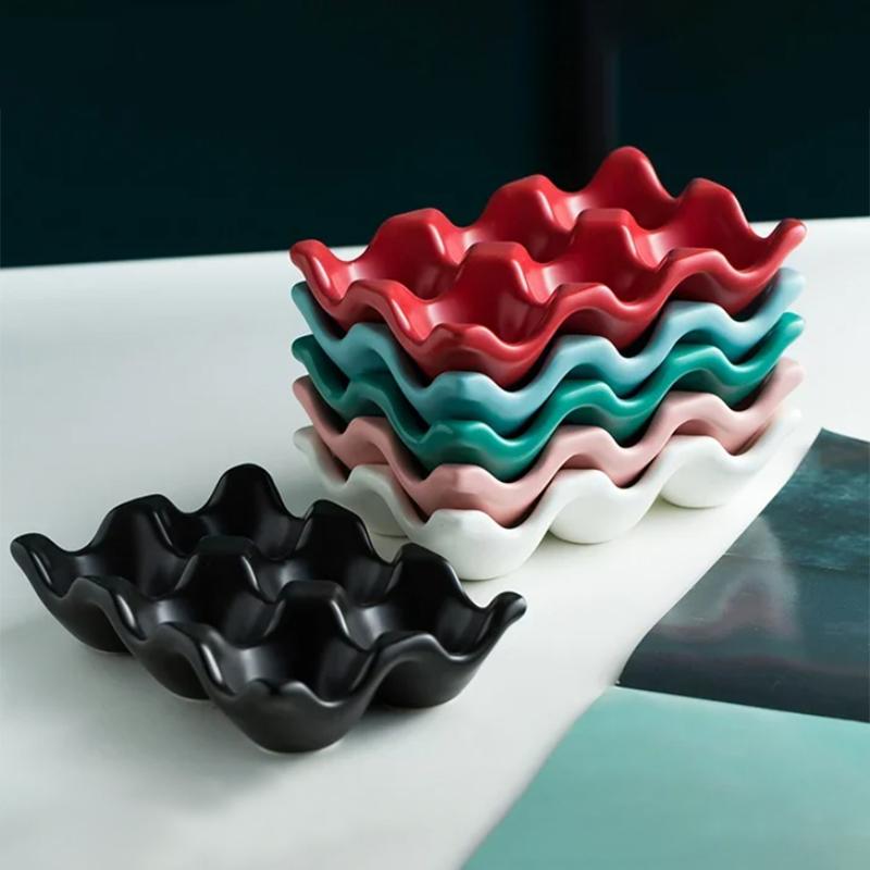 Eierhalter mit 6 Fächern, Keramik, rutschfeste Eierbox, Kühlschrank, stoßfest, Eierablagehalter, Aufbewahrungsbox, Aufbewahrungsbox für Zuhause