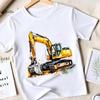 T-shirt girocollo a maniche corte con stampa patchwork escavatore per ragazzi