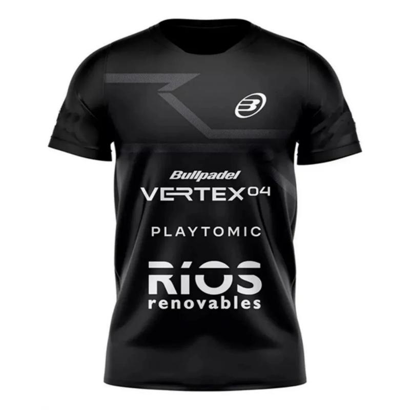 A loose, comfortable and breathable badminton men's T-shirt with a round-neck and short-sleeved letter print outdoor casual top
