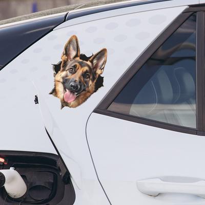 Yaratıcı Kırık Duvar Köpek Araba Peyzaj Dekorasyonu Pencere Çıkartmaları