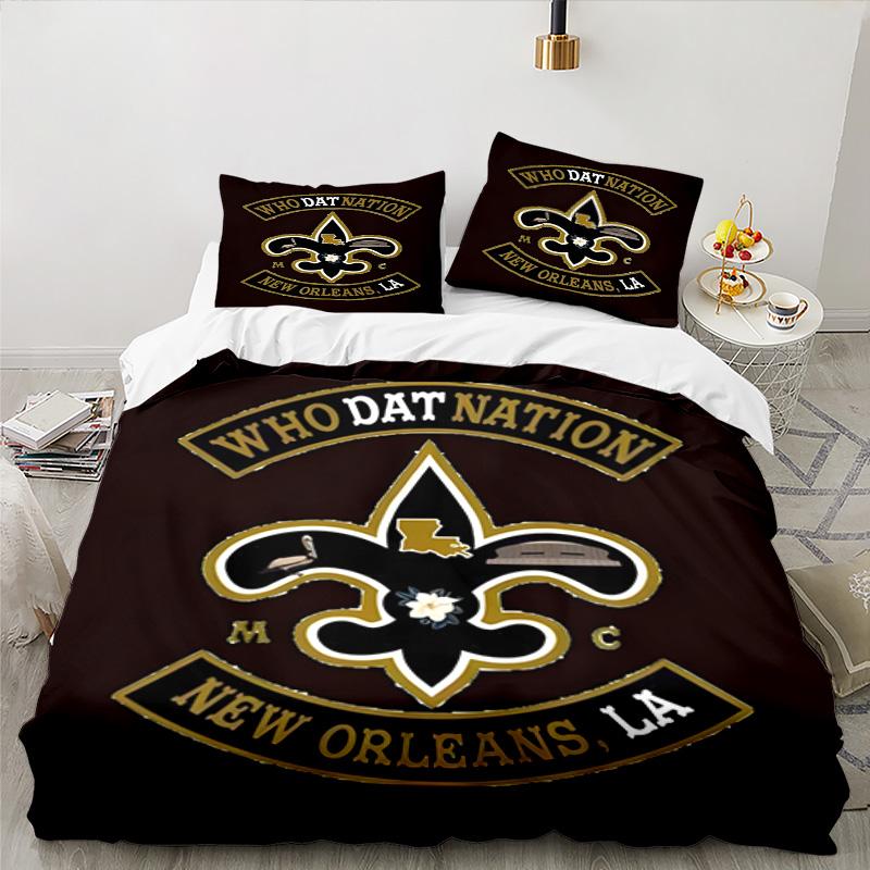Who Dat Nation Football Bedding Set 3pcs, High Quality Bedding Set Including 1pc Duvet Cover And 2pcs Pillowcases for Bedroom, Dormitory Gift