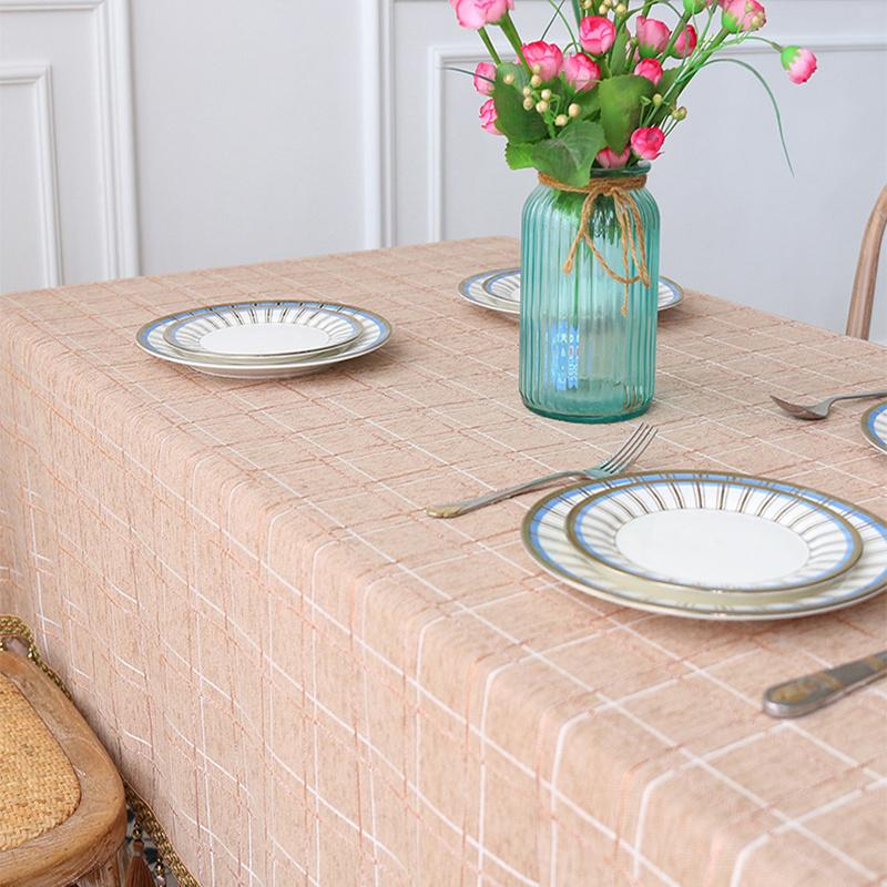 Cotton Geometric Plaid Jacquard Fabric Tablecloth Linen Rectangular Home Decoration Table Cover with Tassel for Banquet Party Nappe