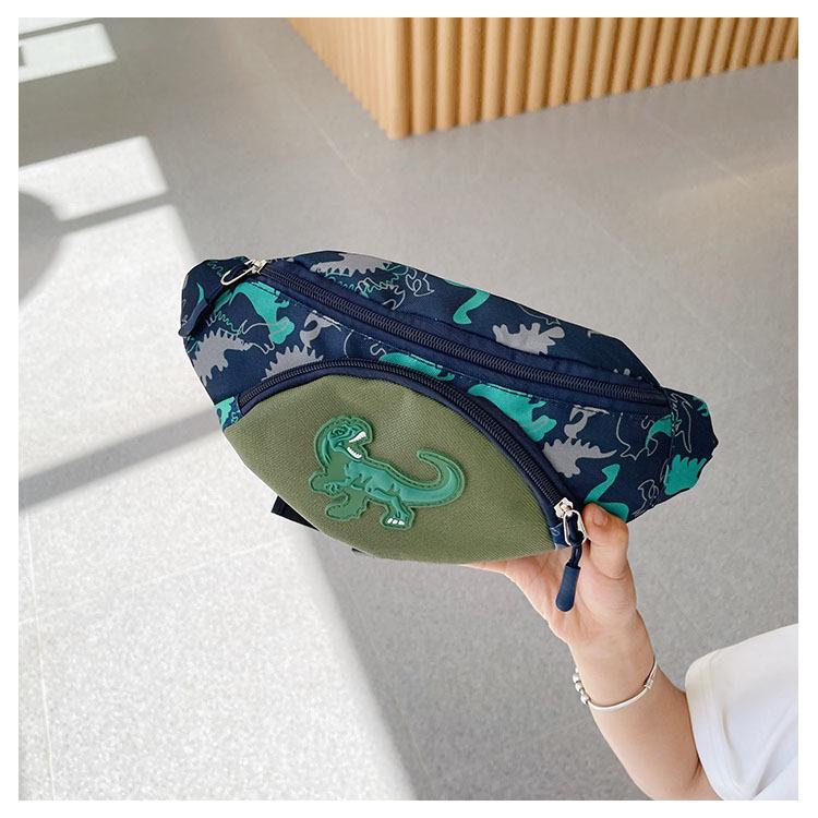Canvas Crossbody Trendy Bag For Boys Adorable Dinosaur Kids Chest Bag Breathable Nylon Lining