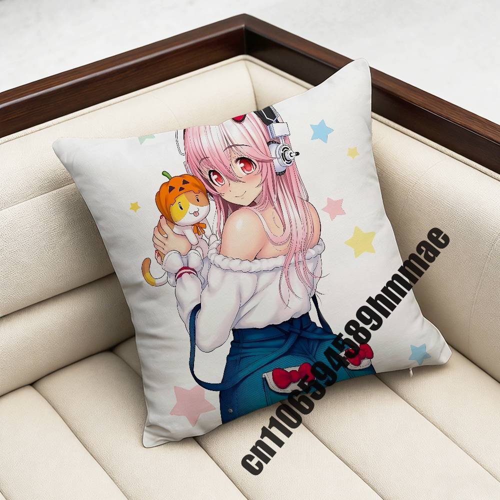 Cartoon Virtual Singer SSuper Sonico Throw Pillow Case Sham For xcm xcm Square Car Pillowcase Pad Cushion Cover