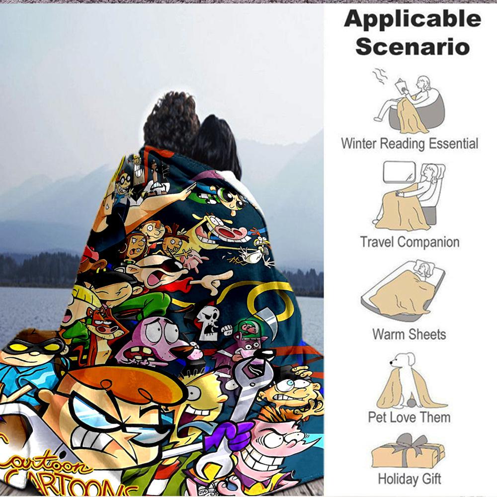 1pc Cartoon Characters Cozy Print Blanket Lightweight Warm Flannel Throw Blanket For Sofa, Bed, Living Room