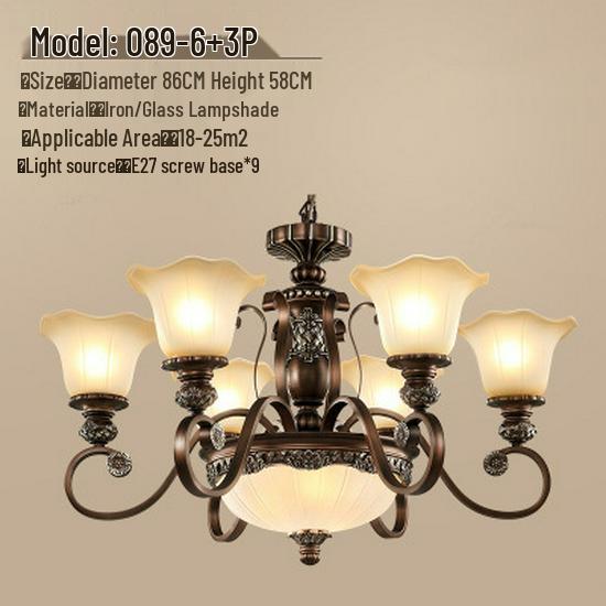Retro Wrought Iron Pendant Light for Living Room, Villa, or Staircase