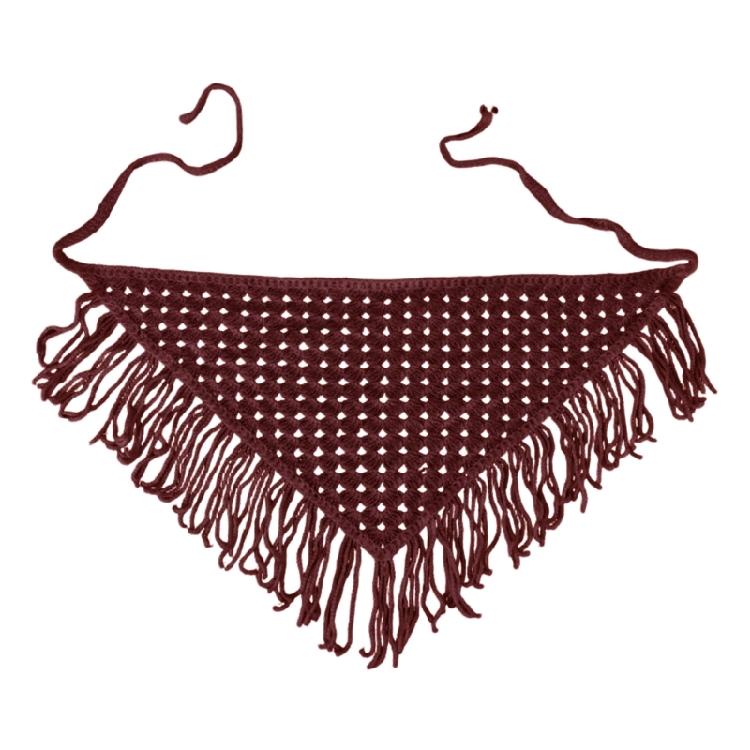 Multipurpose Crochet Triangled Scarf With Polyester Trim Stylish Layered Neck Wrap For Daily Outdoor Use