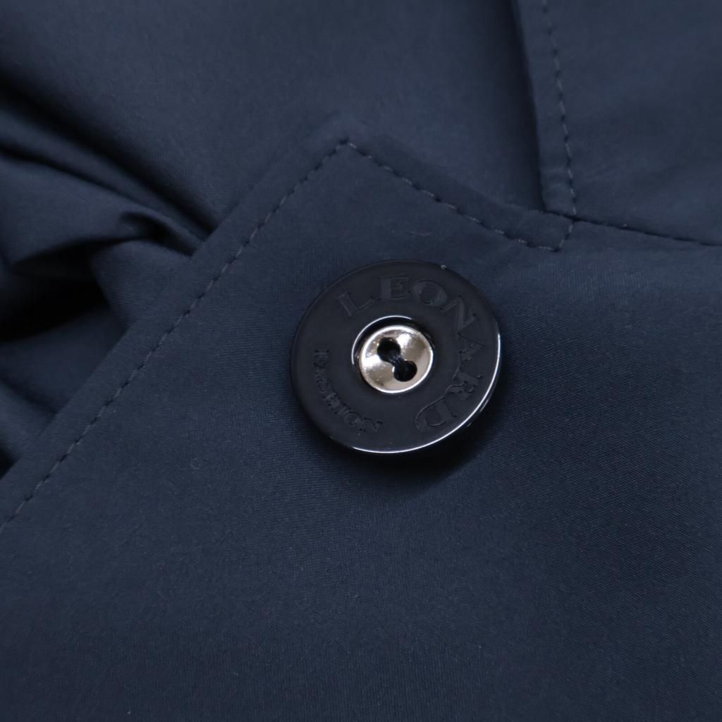 LEONARD 0388350 Water-repellent Nylon and Silk Belted Spring Coat Coat 42 NavyUsed