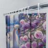 Swan Family Bath Shower Curtain Floral Design For Bathroom Decor Waterproof Fabric Printed In White Pink Purple Colors 180X245Cm