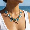 Bohemian Starfish Conch Seahorse Shell Multi-pendant Necklace for Women Summer Beach Vacation Exaggerated Collar Chain Jewelry