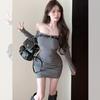 Pure Desire Sexy One-word Shoulder Tube Top Long-sleeved Dress for Women, Qiu Maillard Wears a Hot Girl Tight Little Mom Hip Wrap Skirt