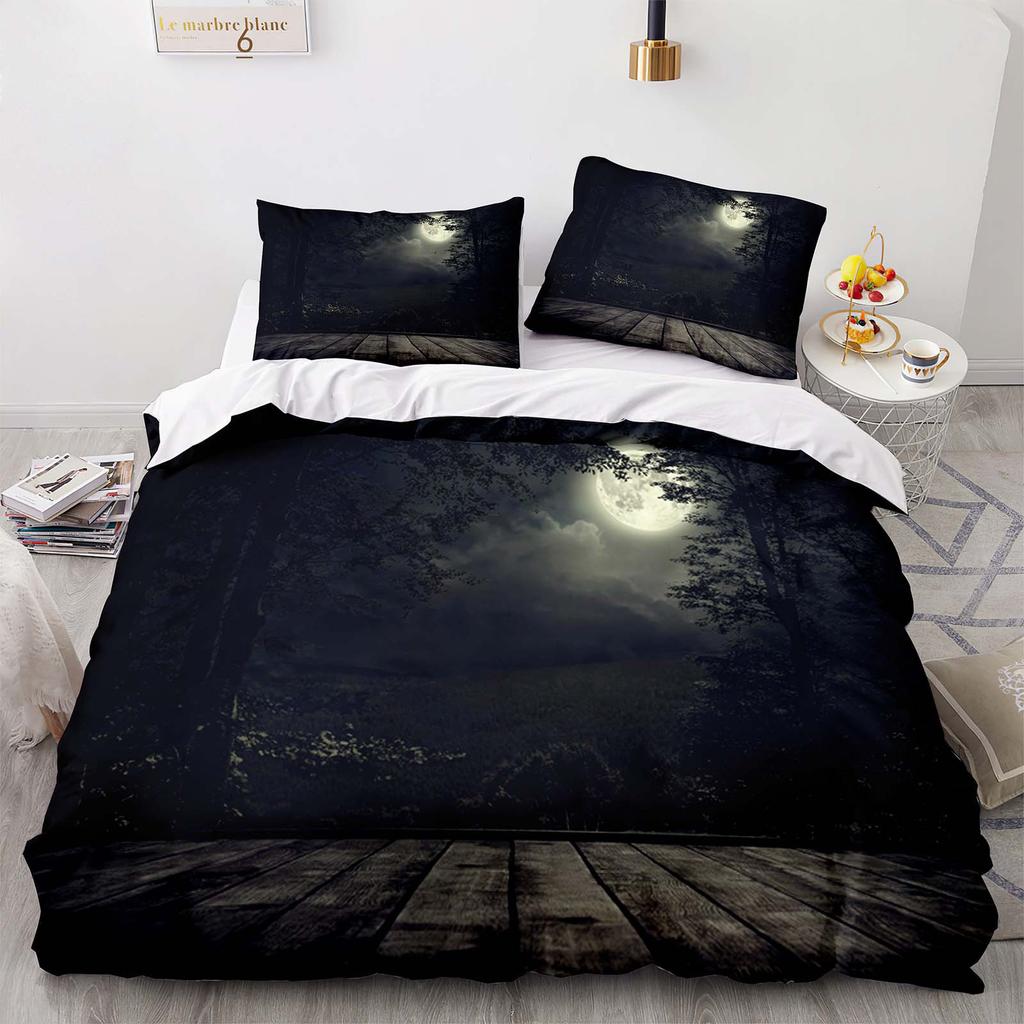 Home Textile Landscape Aurora Quilt Cover Digital Printing Three-Piece Set
