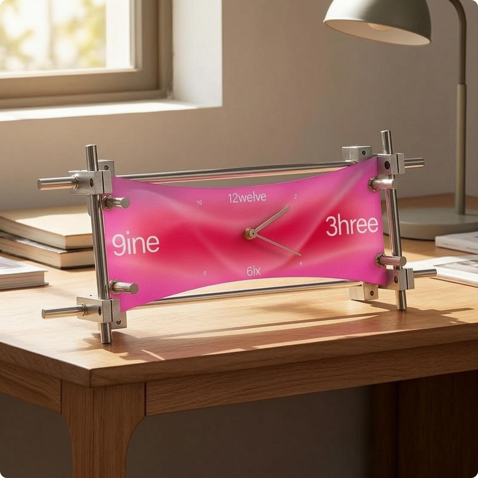 Decorative Clock with Metal Stand Industrial Analog Rectangular Panel Modern for Desk,