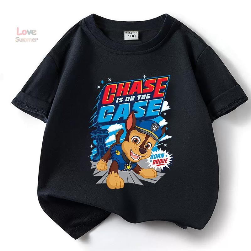 Paw Patrol boys T-shirts for Boys Anime Cartoon Cute Birthday Clothing Children Summer Fashion Short Sleeved Shirt Kids Clothes