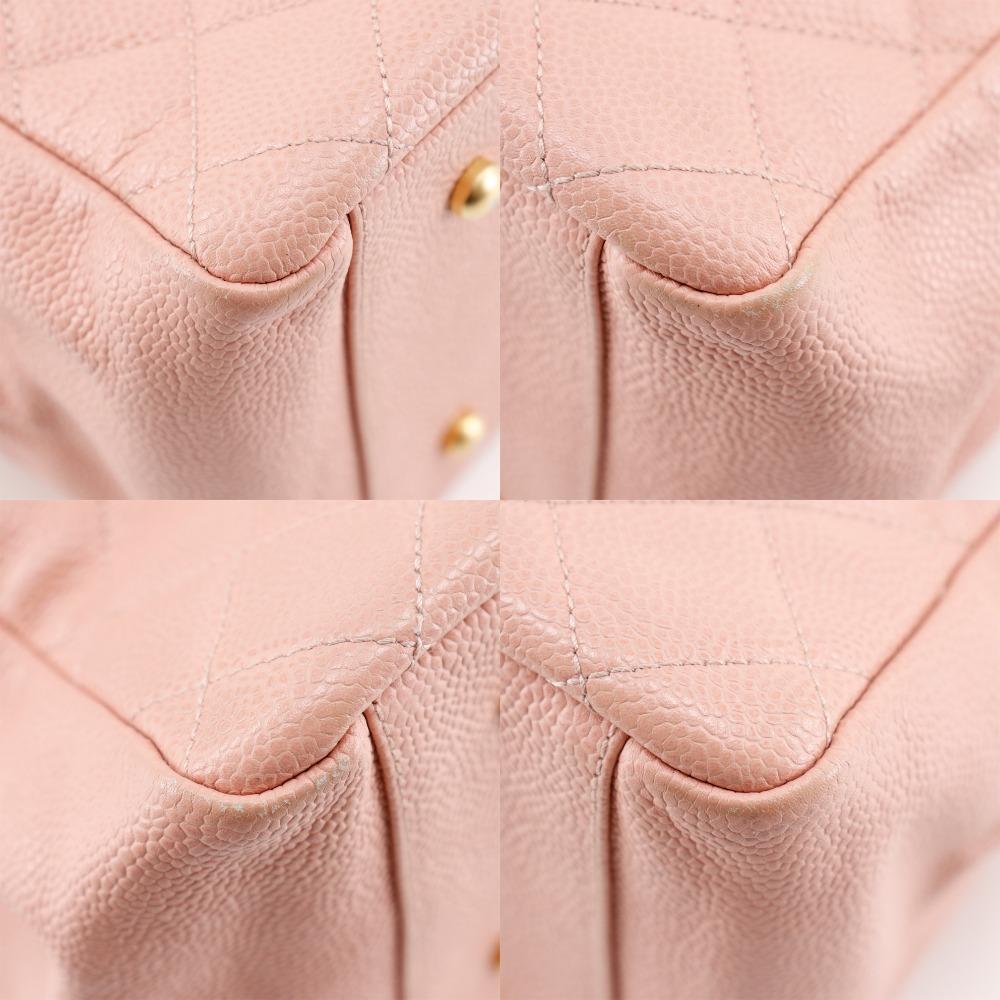 Chanel Matelasse COCO Mark Tote Bag A15688 Chain Tote Pink Caviar Skin Women Used
