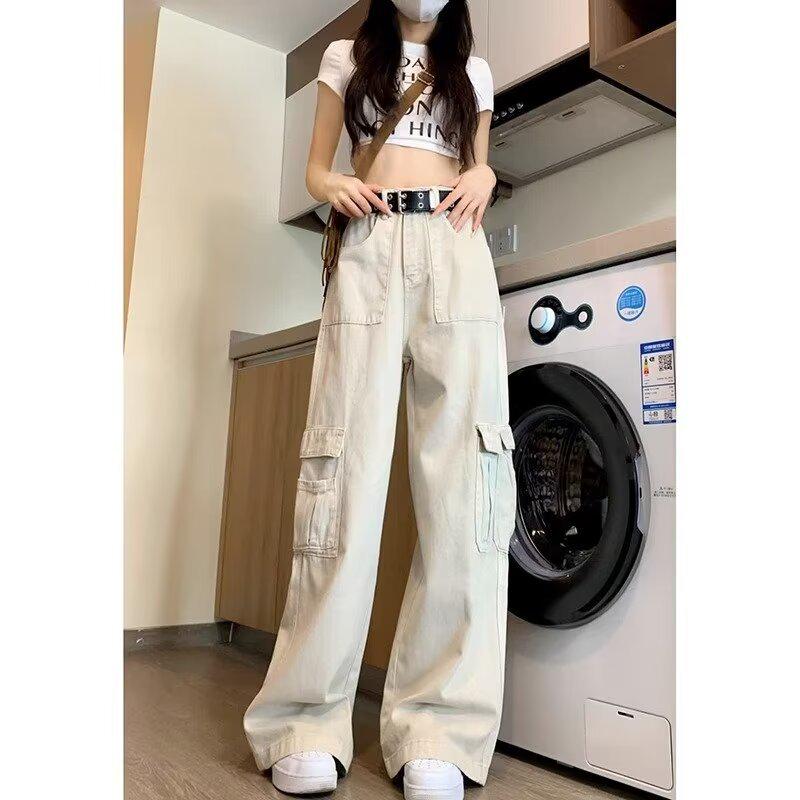 

Женские расклешенные брюки из черного денима с высокой талией, весна/осень 2024 года - облегающий крой, серый, функциональный стиль, комбинезон 5XL абрикосовый