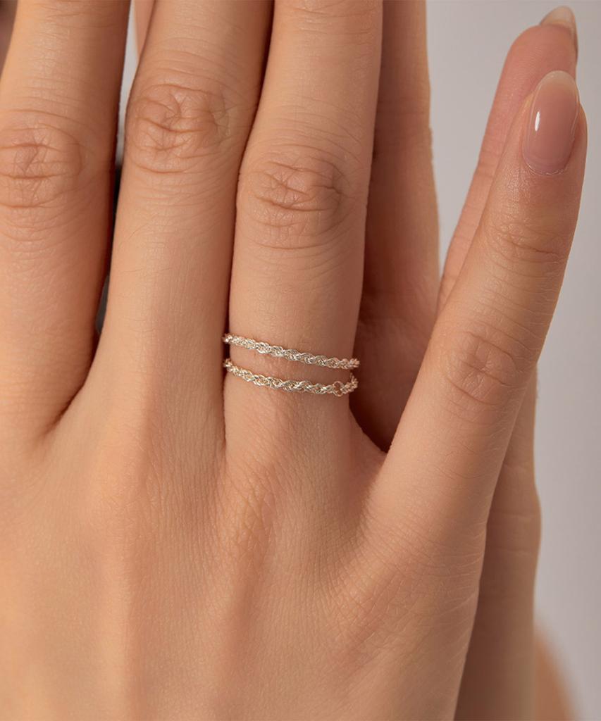 Helene Jewelry 925 Silver Twist Rope Chain Silver Ring (Type D)