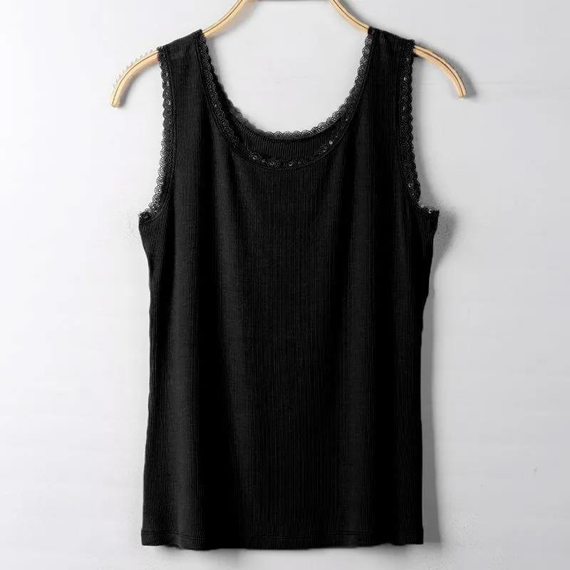 Fashion Summer Women's Lace Side Camisole Threaded Large Size Slim Fit Wearing A Bottoming Shirt Sleeveless Vest