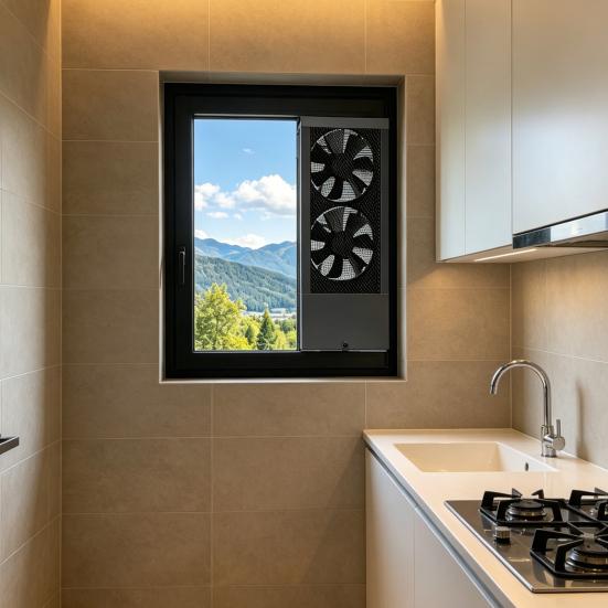Exhaust Fan for Sliding Windows Reversible Airflow Fan with Double-Layer Metal Mesh Powerful Quiet