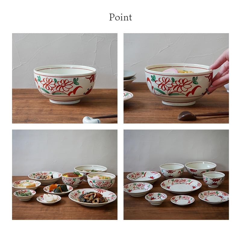 EAST Table (East Table) Okonomi Donburi, Hand-painted Red Painting, Large [16cm], Japanese Tableware 16-025, Made In Japan, Microwave Safe