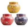 Ceramic Ginger Jar Vase with Lid Flower Arrangement Chinese Style Desktop Tea Canister Floral Temple Jar for Living Room Decor