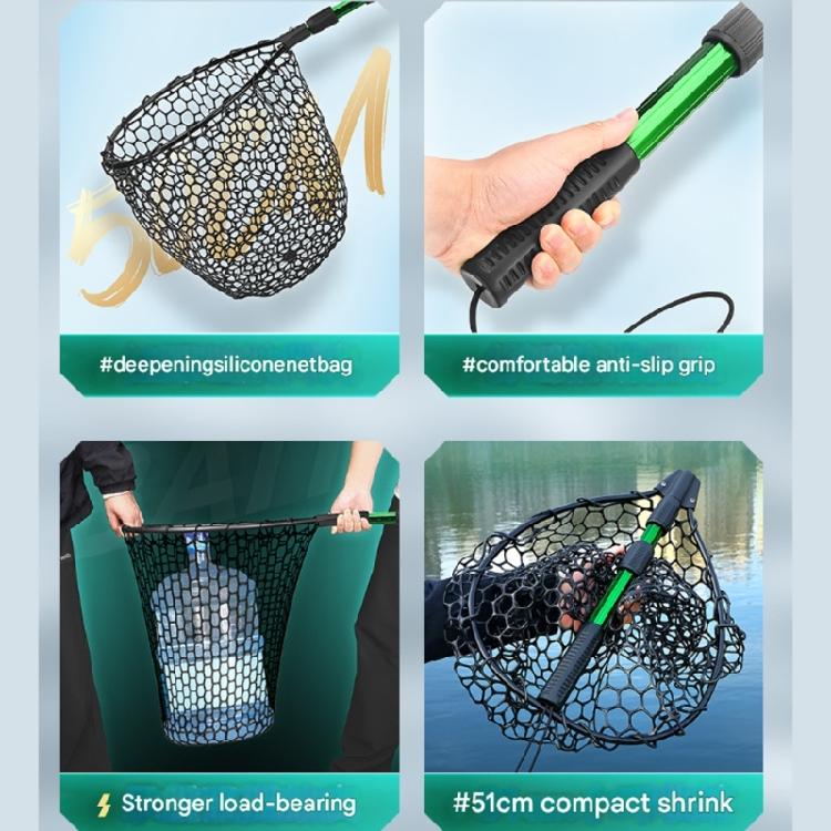 Anti Tangles Silicones Meshes Fishing Net Light Weight Aluminum Alloys Retractable Handle For Outdoor Lover