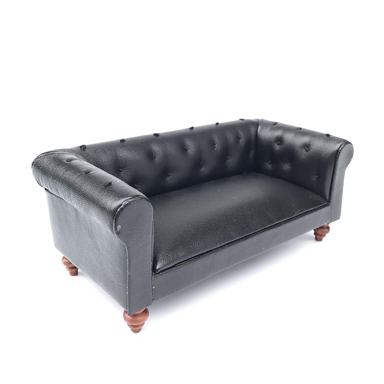 

Кукольные домики масштаба 1/12, диванчик, миниатюрная мебель для ролевых игр для детей, модель мебели для кукольных домиков чёрный