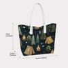 Cute Camping Pattern Tote Bag for Women Portable Large Capacity Casual Daily Shoulder Handbag for Outdoor Travel Shopping