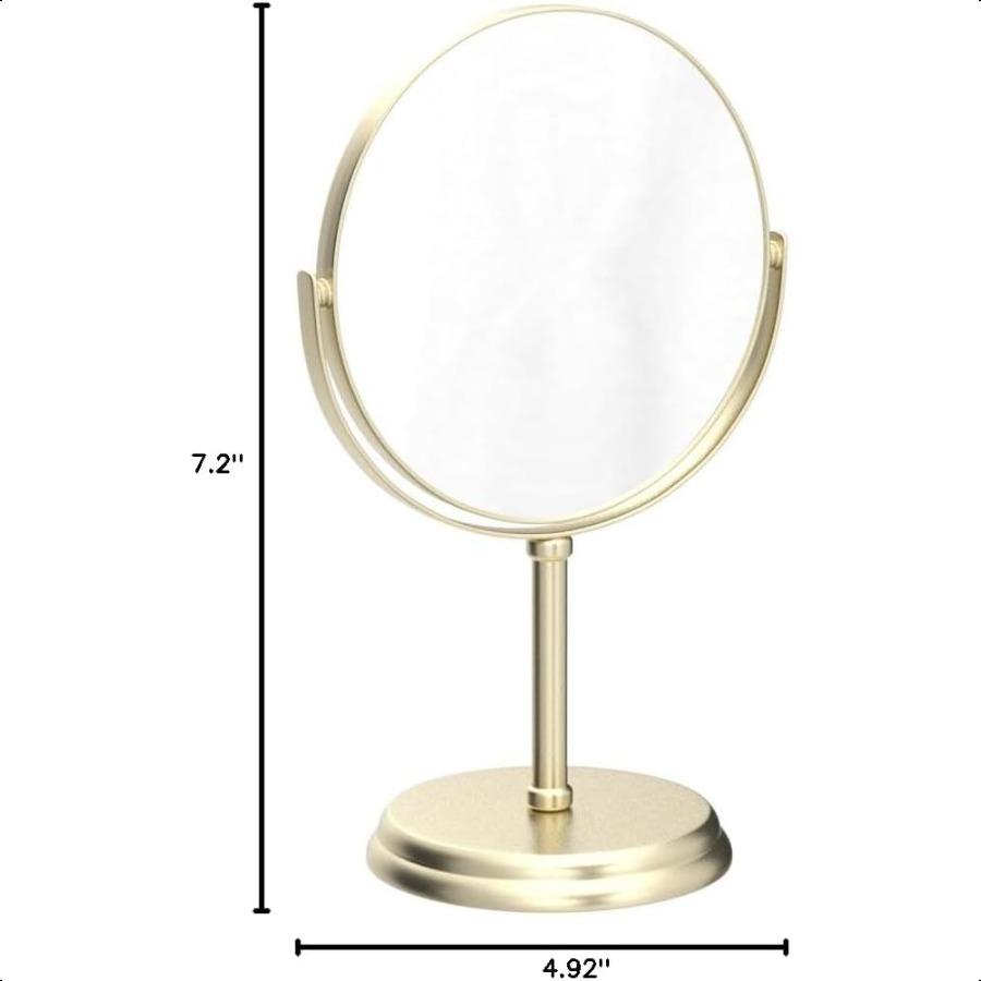 Tabletop Mount Vanity Round Mirror 1X 5X Magnification Iron 7.2L X 4.92W Gold
