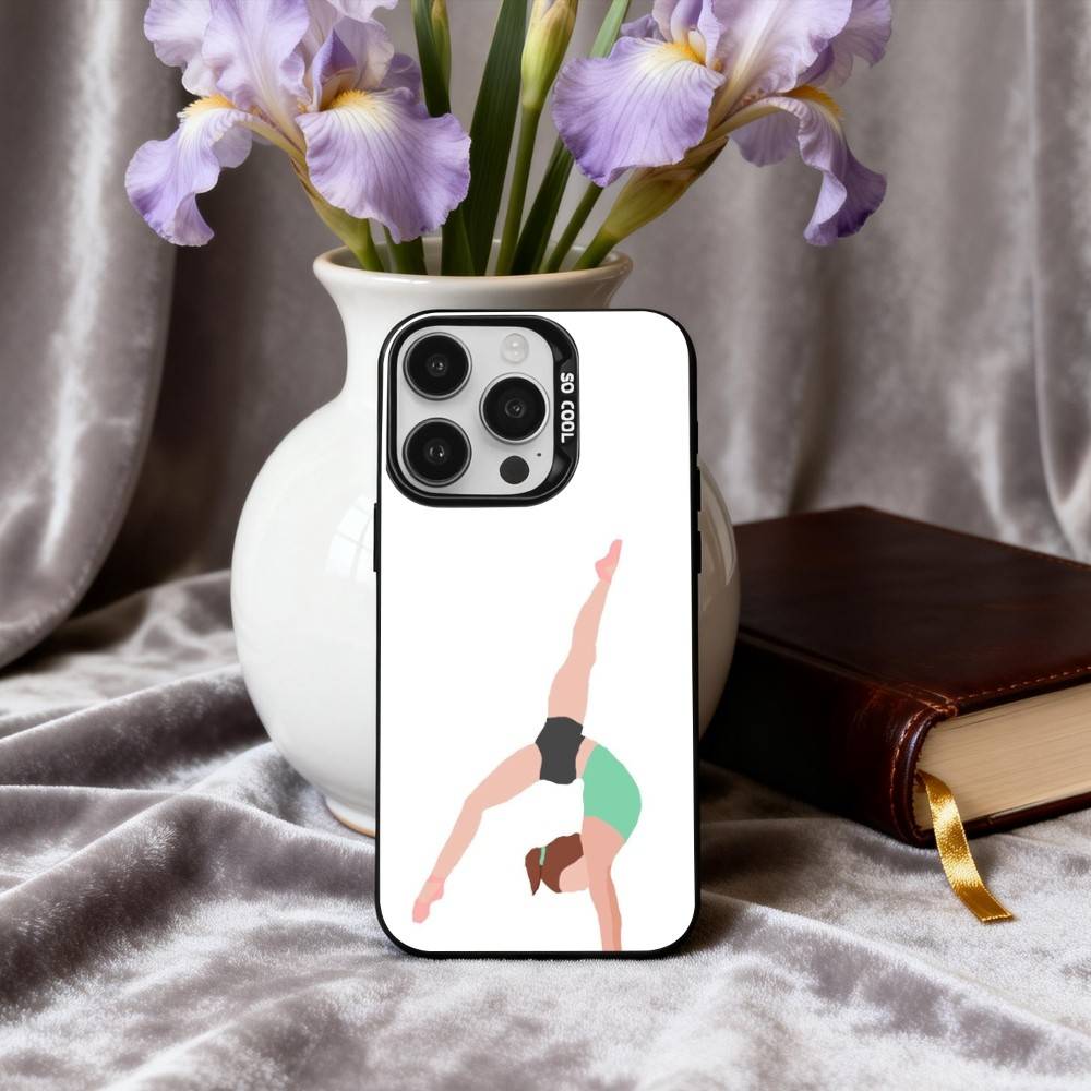 GYM Girl G-Gymnastic art  Phone Case For iPhone17,16,15,14,13,12,11 Plus,Pro Max Black Candy silver phone case