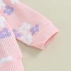 Bebeluşă 2 buc ţinute de toamnă 6M 12M 1A 2A 3A 4A 5A Pulover cu mâneci lungi cu imprimeu floral Topuri + Set pantaloni evazaţi Haine de primăvară pentru copii mici