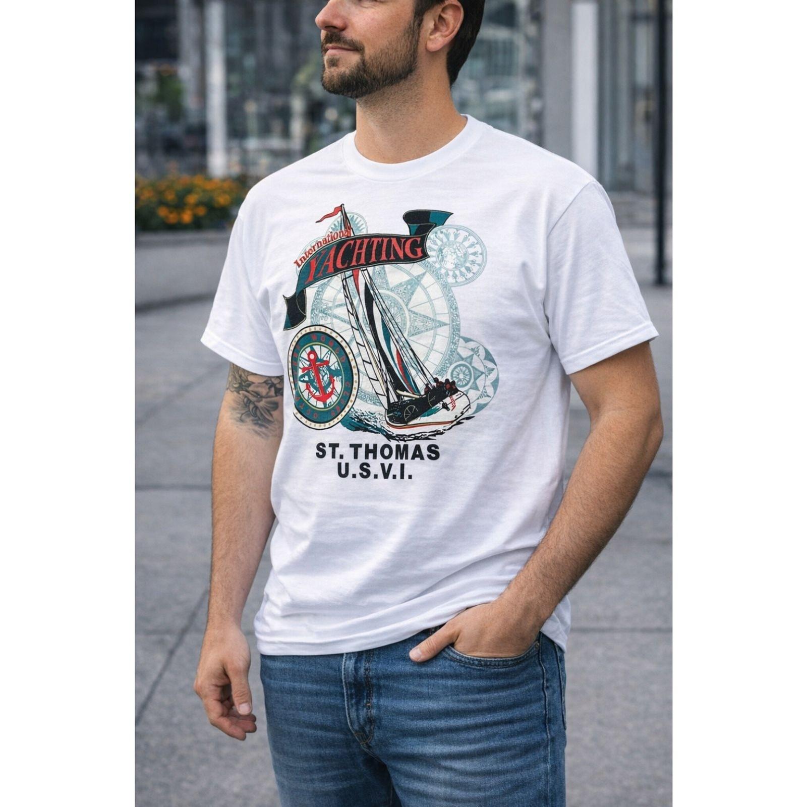 International Yachting St Thomas USVI T Shirt Large Sailboat Unisex Graphic Tee M