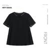 Plus-size black top, summer patchwork short-sleeve, loose and breathable casual women's t-shirt
