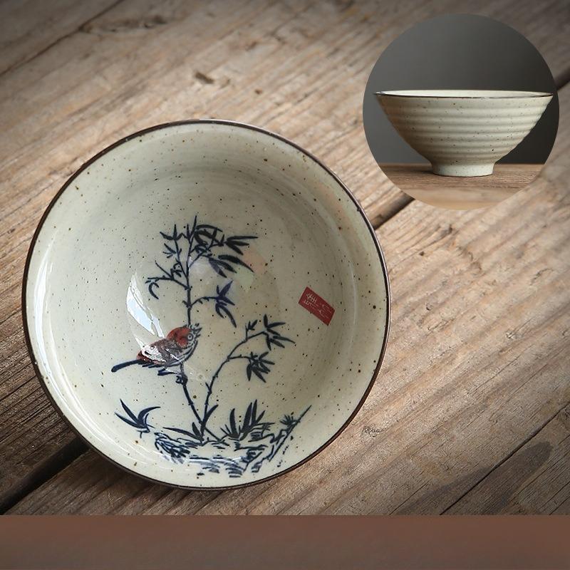 

Ash Hat Cup Retro Kung Fu Tea Cup Master Cup Guest Cup Chinese Style Tea Ceramic Underglaze Color Tea Cup 1pc чорний
