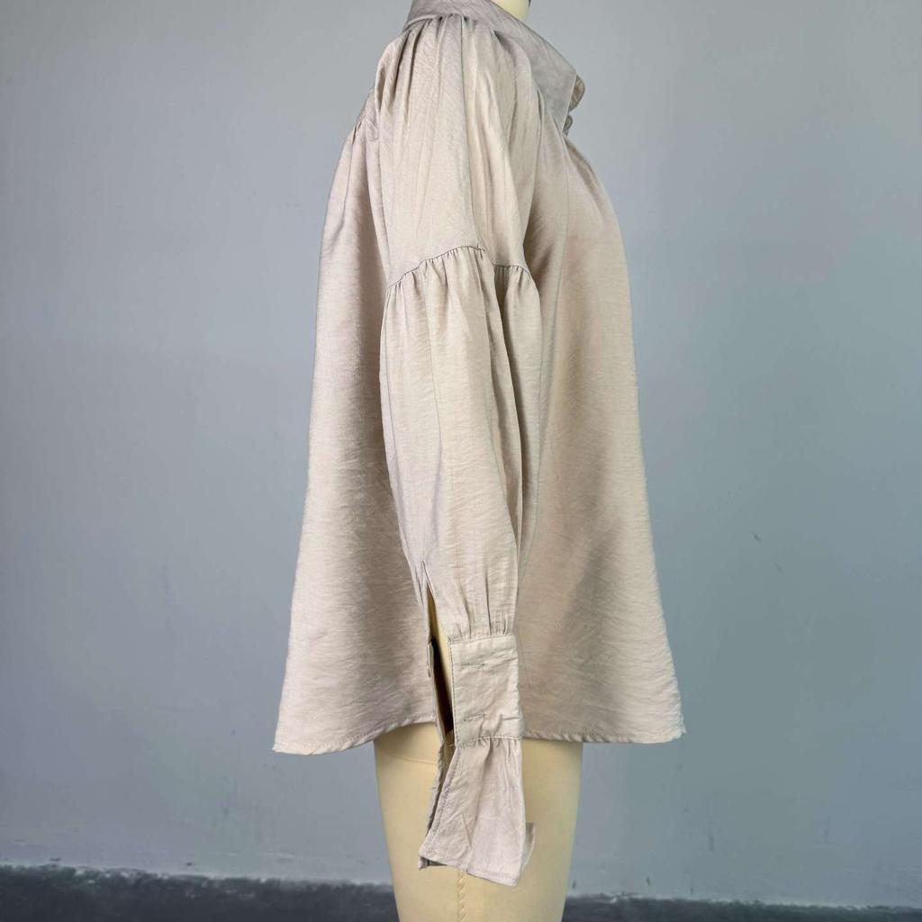 Ležérní košile Dámské Volné Lucernové rukávy Knoflíky Ohnutý límec Plisovaná halenka Dámská Jaro Léto Zelené košile